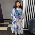 African batwing sleeve robe -  &  women's clothing - loose fit plus size printed chiffon dress