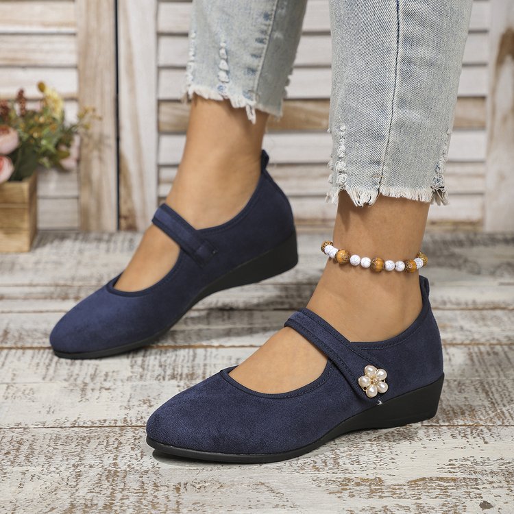 autumn new arrival: women's wedge heel single shoes for cross-border e-commerce. available in plus sizes. 0.5cm heel height difference. wholesale options available. dropshipping to  and