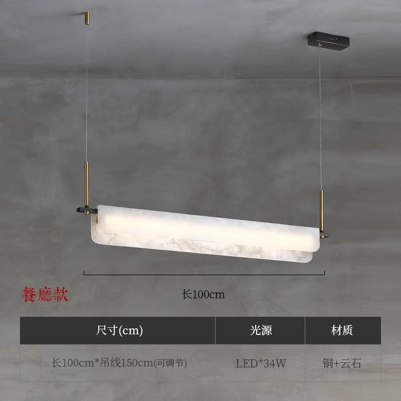 Marble all-copper chandelier designer creative restaurant rectangular modern new chinoiserieaccessible luxury living room bedroom study lamp
