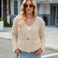Fashion cross-border fall and winternew arrivalpure color thick needle sweateroutwearloose soft waxy lazy style knittingcardigan women