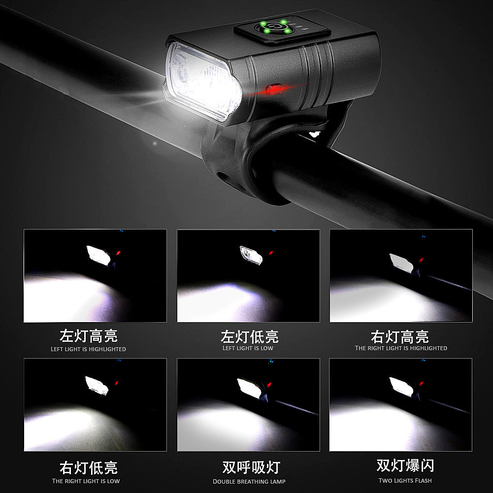 Bicycle light aluminum alloy headlight strong light cycling flashlight equipment night riding road mountain bike accessories set tail light