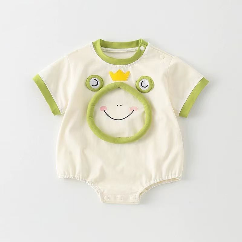 Summer outwear short sleeve haha super cute baby summer clothes one-piece baby boy thin clothes climbing suit one-piece