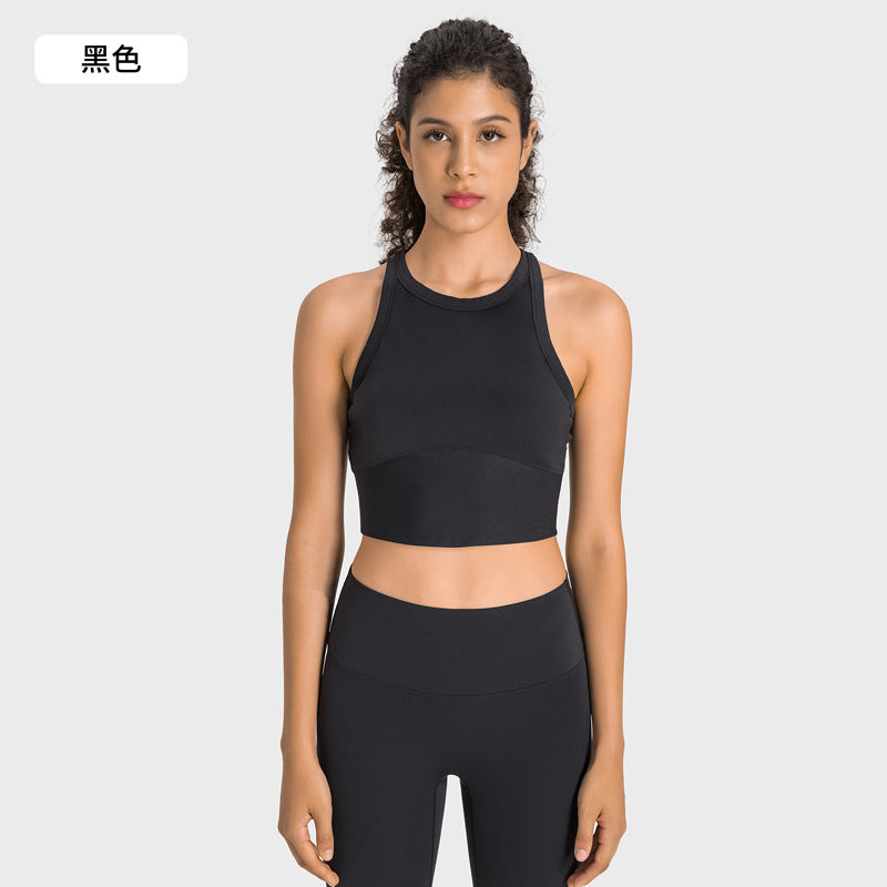 High-stretch yoga capris with built-in bra and shockproof sports top - professional training yoga fitness set for women