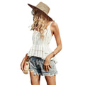 summer  hot-selling cross-border european and american women's v-neck camisole top, pure white minimalist versatile t-shirt for women