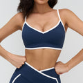 nude sports intimates double shoulder straps contrast color yoga bra running fitness plaid sports bra women 9528