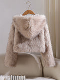 cross-border e-commerce hot seller: faux fur fashion warm hooded jacket
