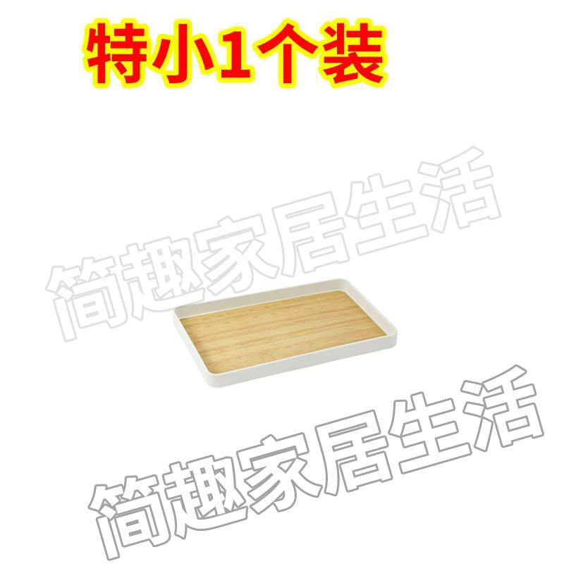 Creative popularins style tea cup plate scandinavian plastic dinner plate fruit plate combination imitation wood grain tray for home