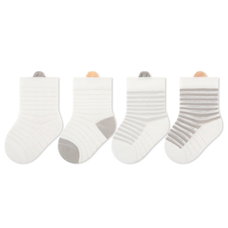 Baby elephant baby socks combed cotton kidsknee socks boneless plaid non-feet loose mouth infant socks