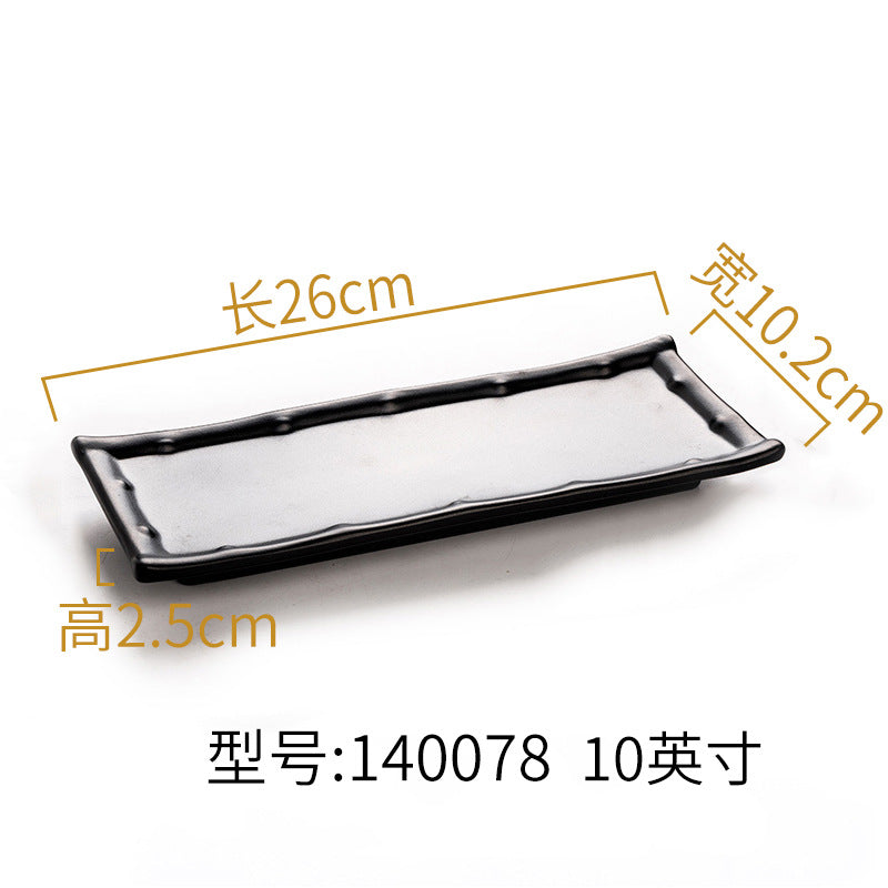 Melamine black tableware plastic dish imitation porcelain dinner plate cold dish plate barbecue hot pot plate barbecue restaurant plate commercial