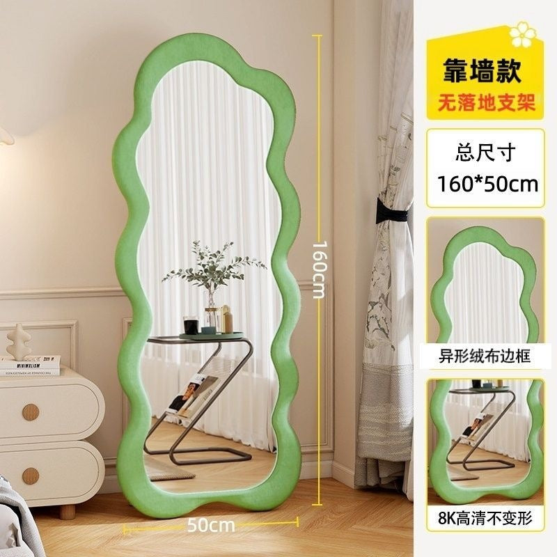 Cream style full-length mirror for home creative special-shaped wave dressing mirror retro high-end popular floor-standing fitting mirror