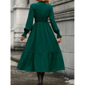 Shipped:  new european and american style women's elegant solid color v-neck long sleeve maxi dress