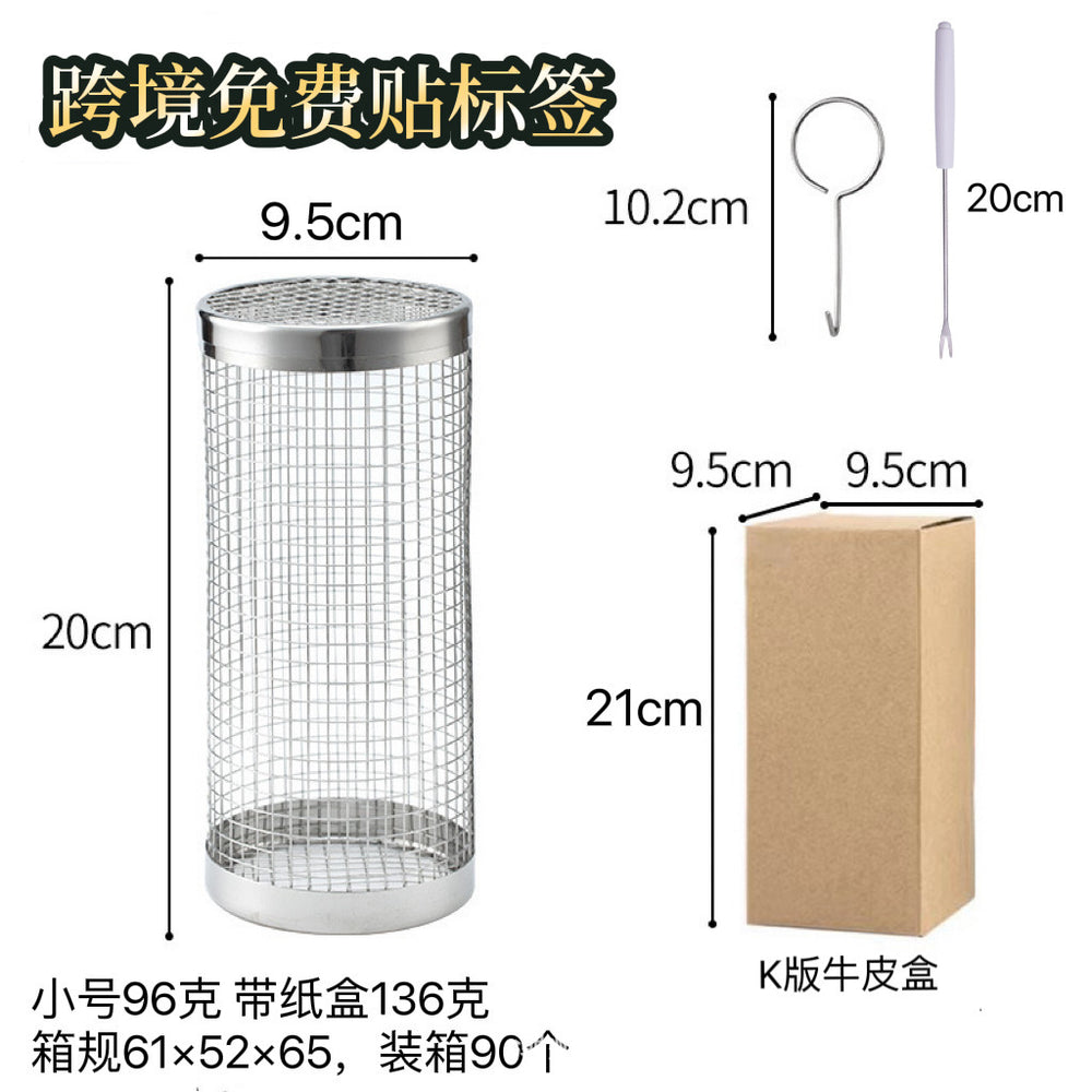 wholesale roasting cage stainless steel barbecue cage outdoor portable camping style picnic barbecue grill rotating rolling barbecue net