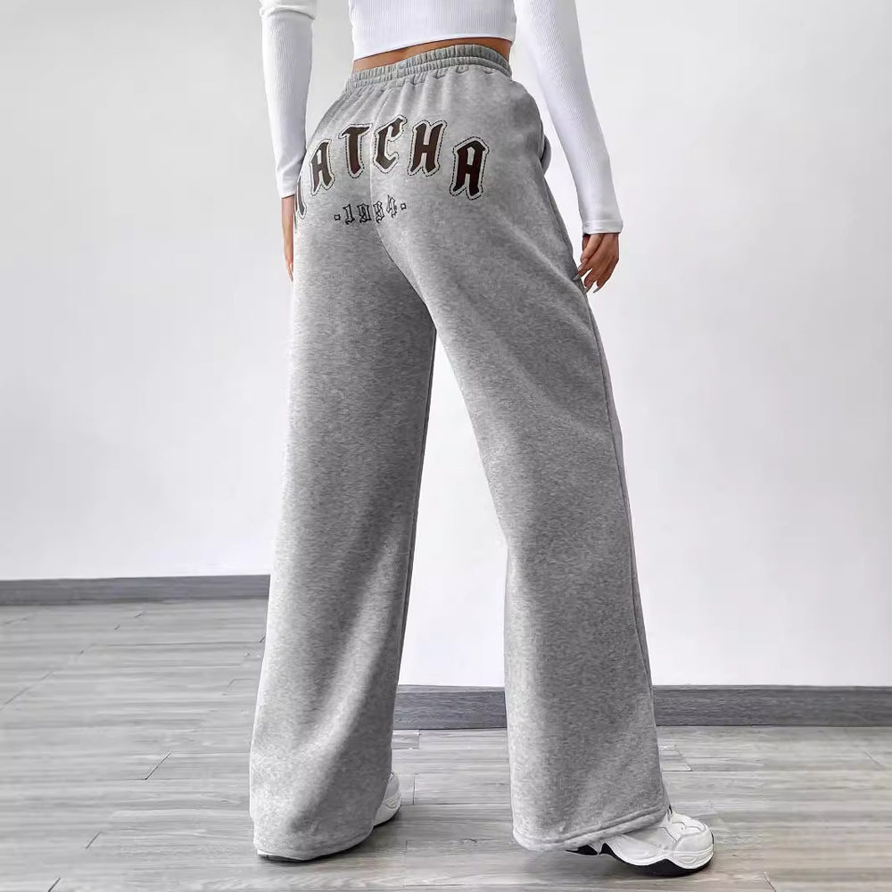 Pre-sale-53270# cross-border fashion foreign trade drawstring sweatshirt pants printed women's casual pants wide legs