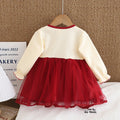 Girls' princess dress - new autumn collection, toddler tulle skirt, korean style, chic baby girl faux two-piece dress - wholesale