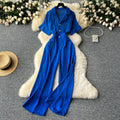 Summer women's new jumpsuit chic niche lightly mature style suit collar single breasted short sleeve high waistcasual jumpsuit