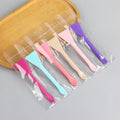 Beauty mask tool set with spatula, plastic silicone brush, dual-ended applicator, soft-tipped mask brush, individually packaged