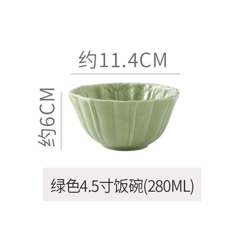 Embossed retro ceramic dinnerware set - french style, high-end steak plates, dessert plates, and salad bowls for home use