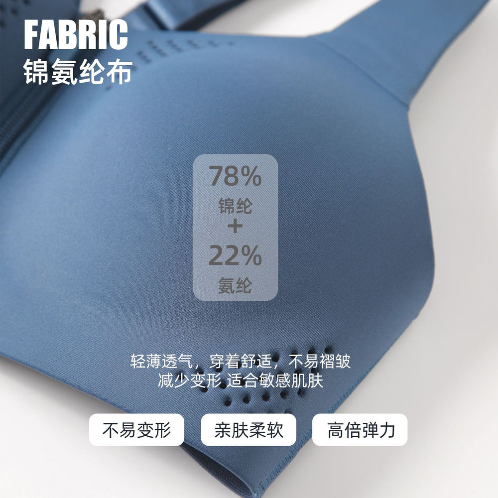 Front zip high-impact sports bra for women, one-piece cup, shockproof, push-up yoga bra with adjustable straps d25115