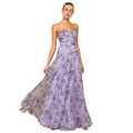 C7751 cross-border  new women's tube top fishbone floral pleated long evening dress fairy chiffon long skirt