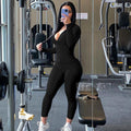 European and american cross-border  autumn solid color zip-up stand collar activewear set - trendy fashion workout yoga outfit (jacket & pants)