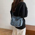 denim bag women's autumnew arrivalretrocasual hong kong style canvas shoulder bag casual student crossbody bag