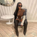 European and american cross-border women's fashion:  autumn hot-selling long-sleeved square neck zipper patchwork concealed button irregular casual top