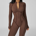 vertical striped stand-up collar jumpsuit half-zip all-in-one fitness suit for women high-intensity sports yoga suit
