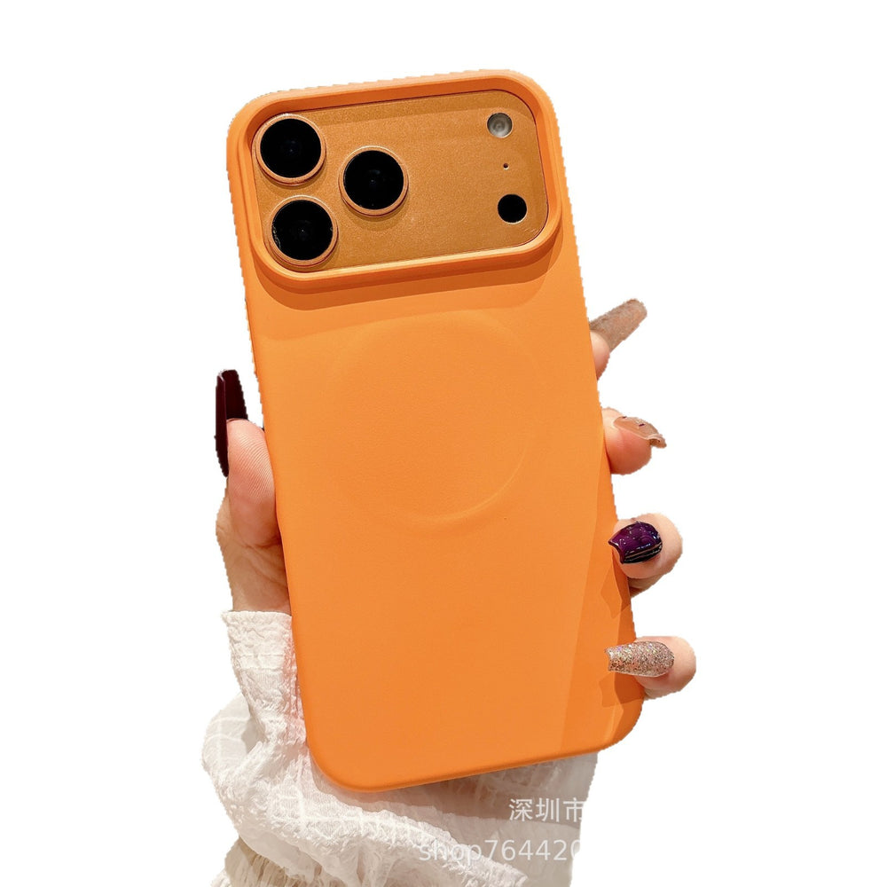 Suitable for iphone17promax large hole liquid silicone magnetic phone case new cross-border apple 15 protective cover