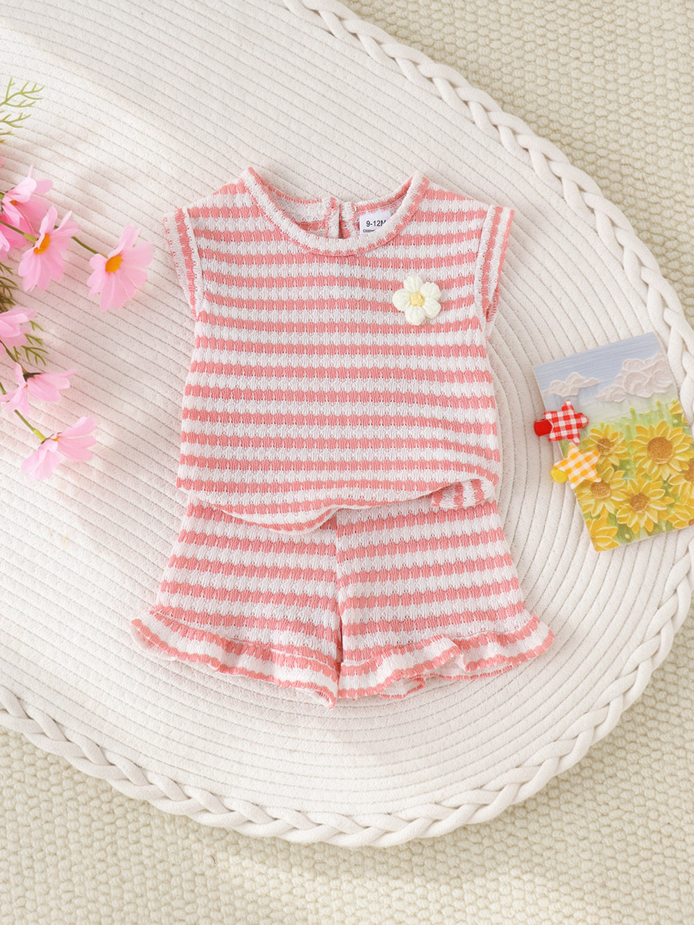 Baby clothing kids set children outfit pink short-sleeved t-shirt shortstwo-piece set