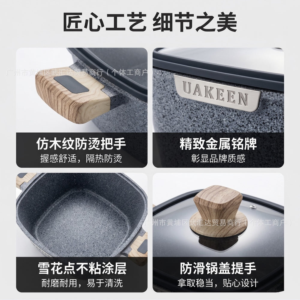 Granite 5pcs cookware suit non-stick pan complete set for home flats pot frying soup pot cross-border festival gifts