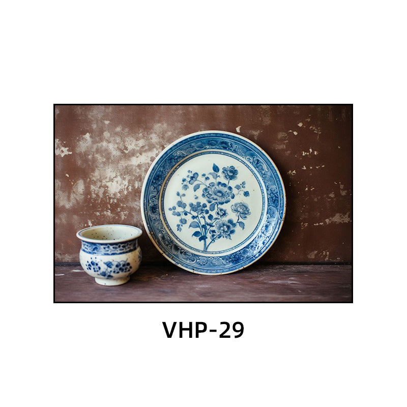 Blue and white porcelain decorative painting vase porcelain ceramic new Chinese style living room hanging painting hotel hotel restaurant box Chinese style