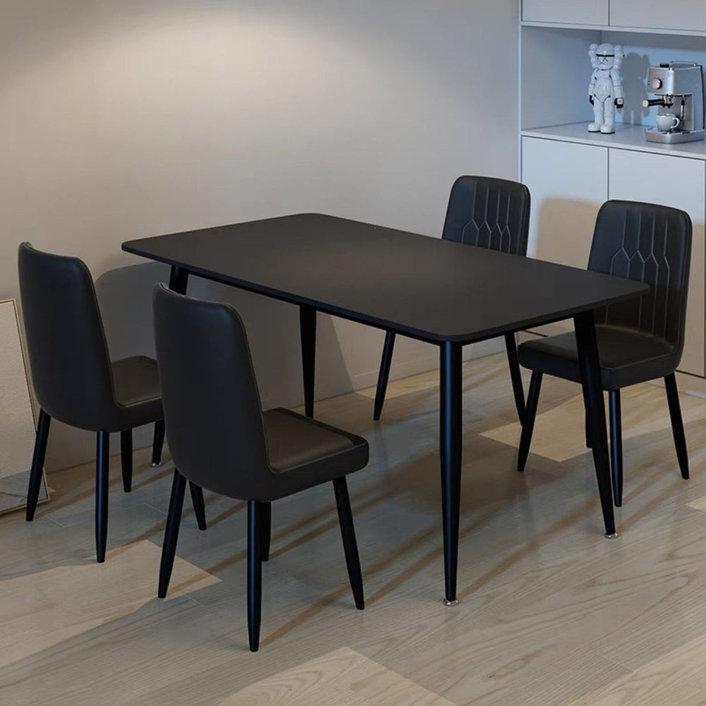 Nordic pure white slate dining table and chair for home small apartment pure black normcoreaccessible luxuryclassy sense new arrival pure black dining table