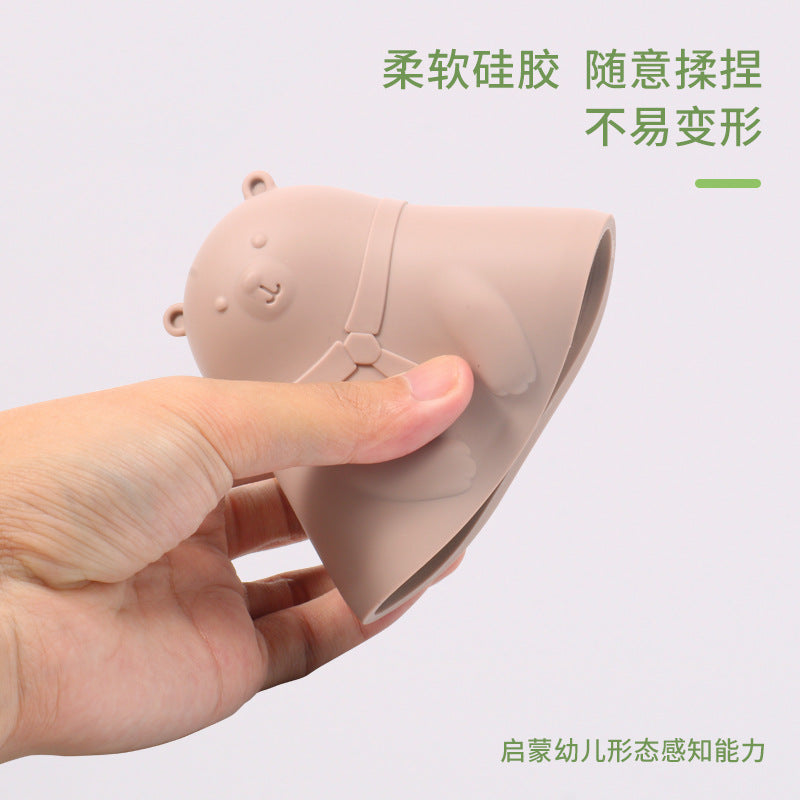 Factory new silicone matryoshka doll early education puzzle building block toy baby silicone assembled bear doll