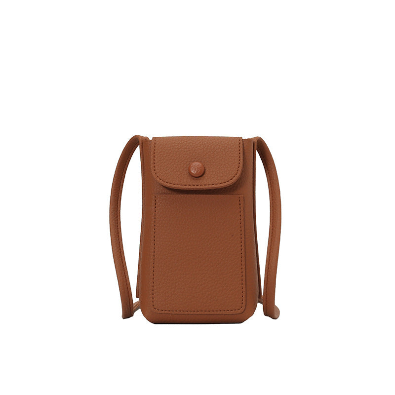 Cross-border premium soft leather messenger mobile phone bag women's 2025 summer new shopping and walking mini macaron shoulder bag