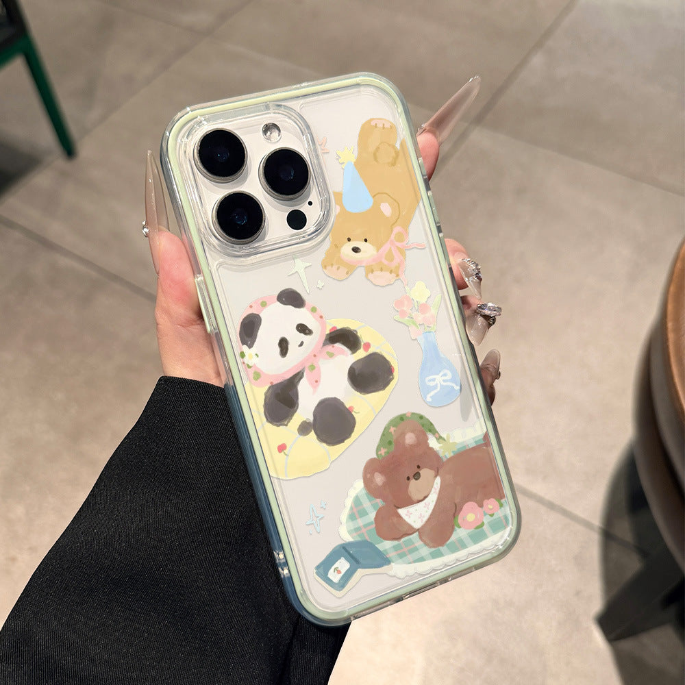 Suitable for iphone17 cartoon animal party mobile phone case apple 16promax cute giant panda anti-fall hard case
