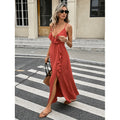 cross-border standard code  independent station 1688elegance asymmetric slit suspender longdress