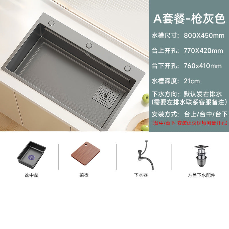 Kitchen sink large single slot honeycomb thickenedsus304 stainless steel for home vegetable basin dishwashing sink countertop middle and lower basin