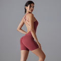 fashion butt lift high elastic tight fitness sports yoga wear cross back no embarrassing line shorts jumpsuit