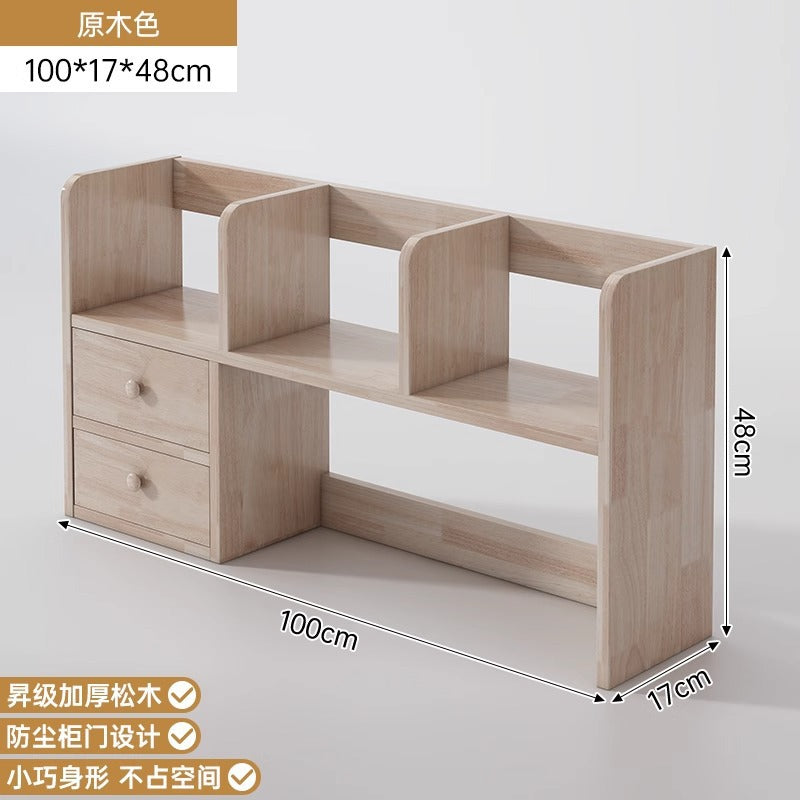 Solid wood color bookshelf Desktop shelf Children's desk Storage rack Household desk Small bookcase Office locker