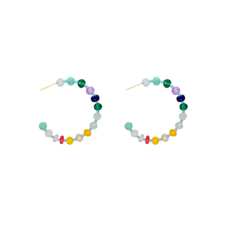 Dopamine beaded big hoop earrings - women's luxury, high-end, statement earrings - 2026 new, unique, and beautiful earrings