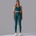 fashionnew arrival seamless knittingpure color beautiful back tight high waist yoga suit running fitness two-piece set