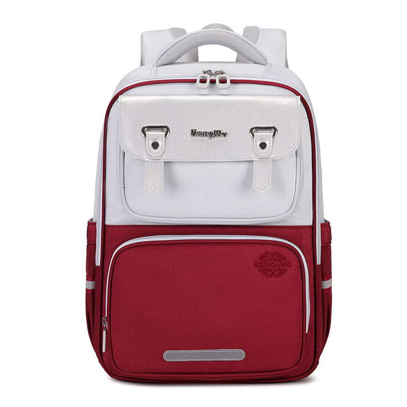 Student schoolbag large capacity kids burden reduction spine protection british style backpack factory direct sales lightweight anti-hunchback