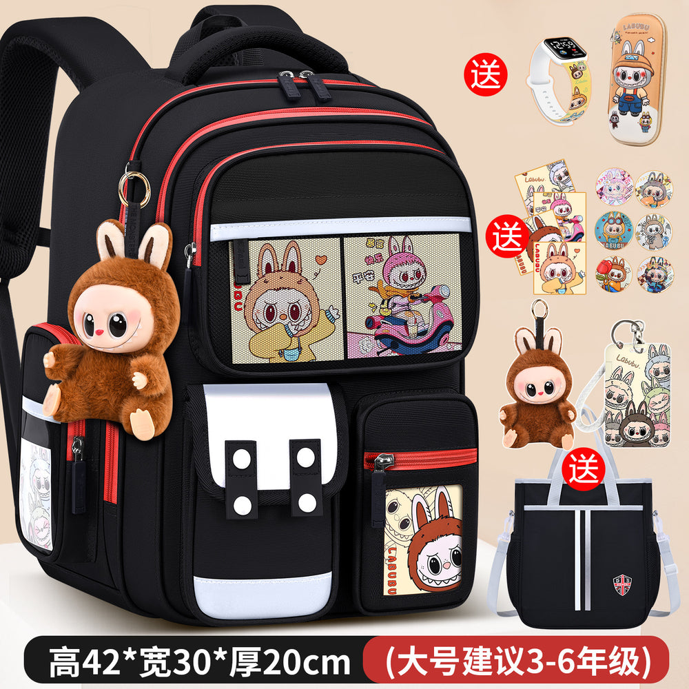 Labubu backpack - new 2026 model for elementary school students (grades 1-6). lightweight, spine-protecting, and load-reducing design for boys and girls