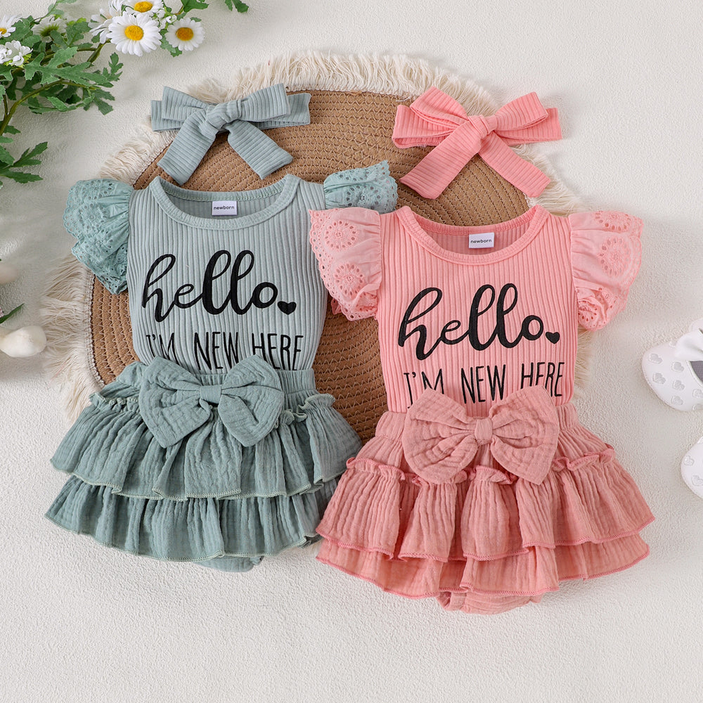 Children's clothing heeeo i'm new here mesh sleeve pit strips  cross-border