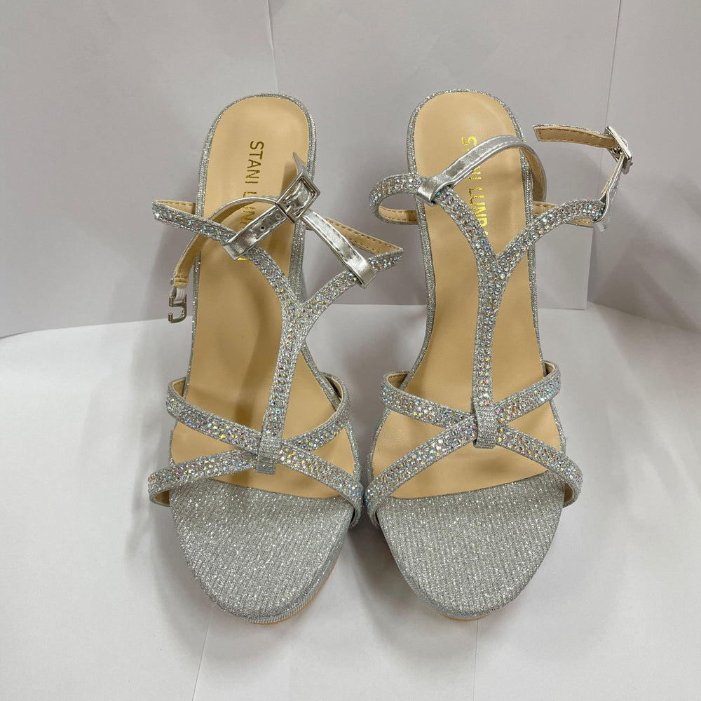 2026 summer european and american fashion glitter upper pointed toe stiletto high heel sandals women's single strap rhinestone party wedding shoes