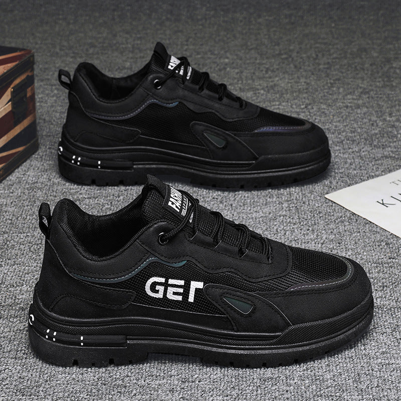 Spring work safety shoes for men, 2025 new winter work boots, mesh construction shoes, breathable mesh men's anti-slip work shoes