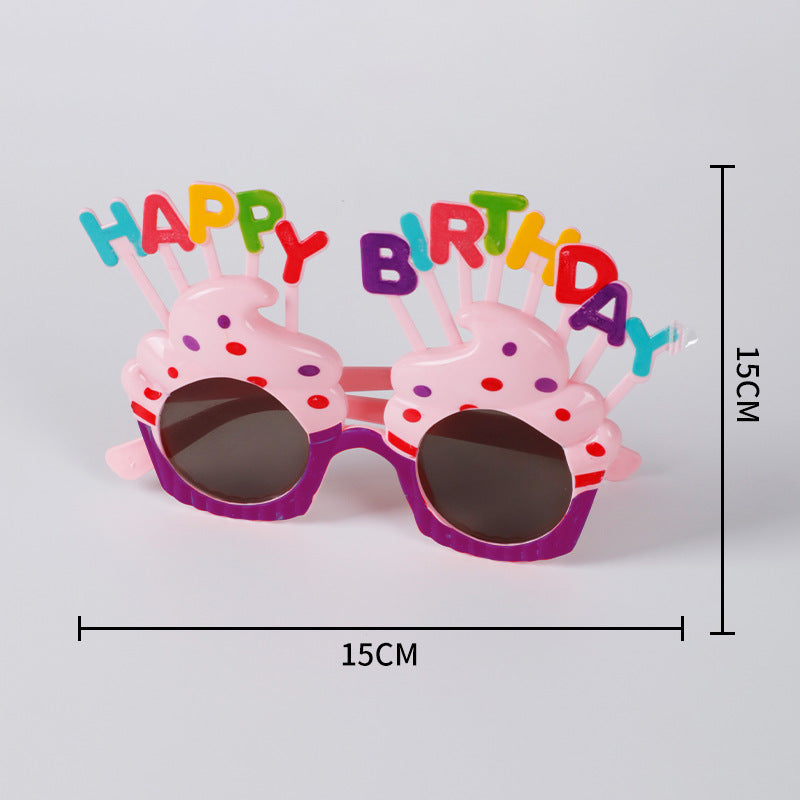 Birthday glasses - plastic, creative kids' happy party photo props, cake decoration, atmosphere photo props