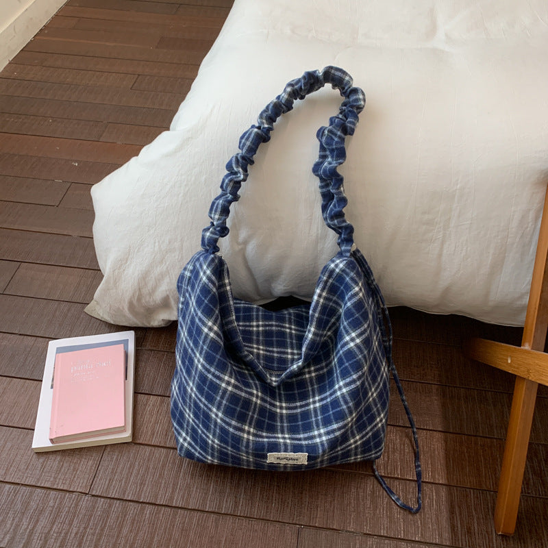Korean style retro plaid bag - women's large capacity versatile commuter crossbody bag - minimalist chic underarm bag/shoulder bag