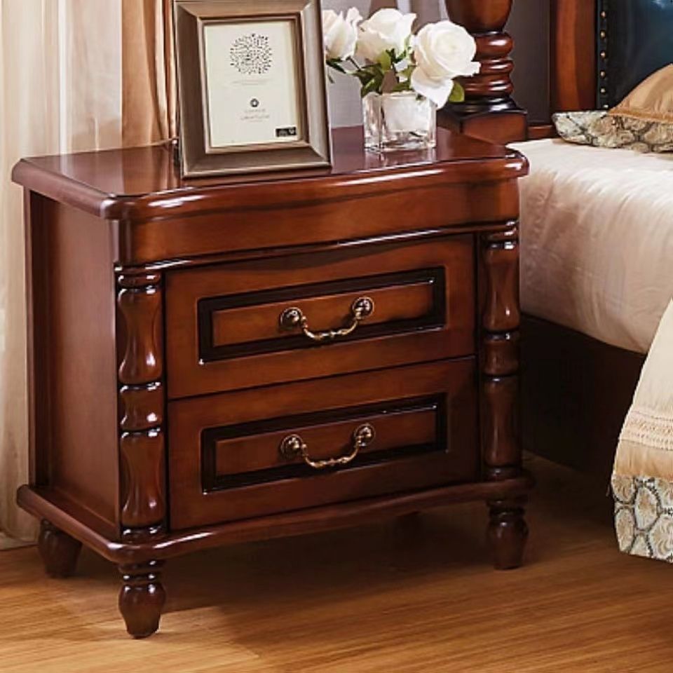Solid wood bedside table American bedside table European bedroom household storage cabinet Simple modern mini narrow cabinet