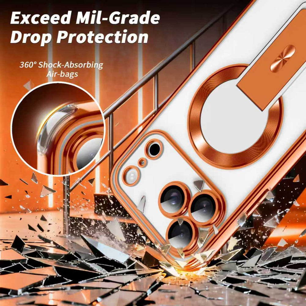 Electroplated shadow magnetic stand compatible iphone 17 pro case, apple 11 new anti-drop cross-border protective cover